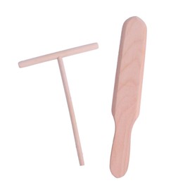 Fc'Noqgn 2 pieces crepe distributor and spatula crepe set crepe accessories T-shaped wooden crepe spreader, beech wood spatula, for crepes, galettes and pancakes