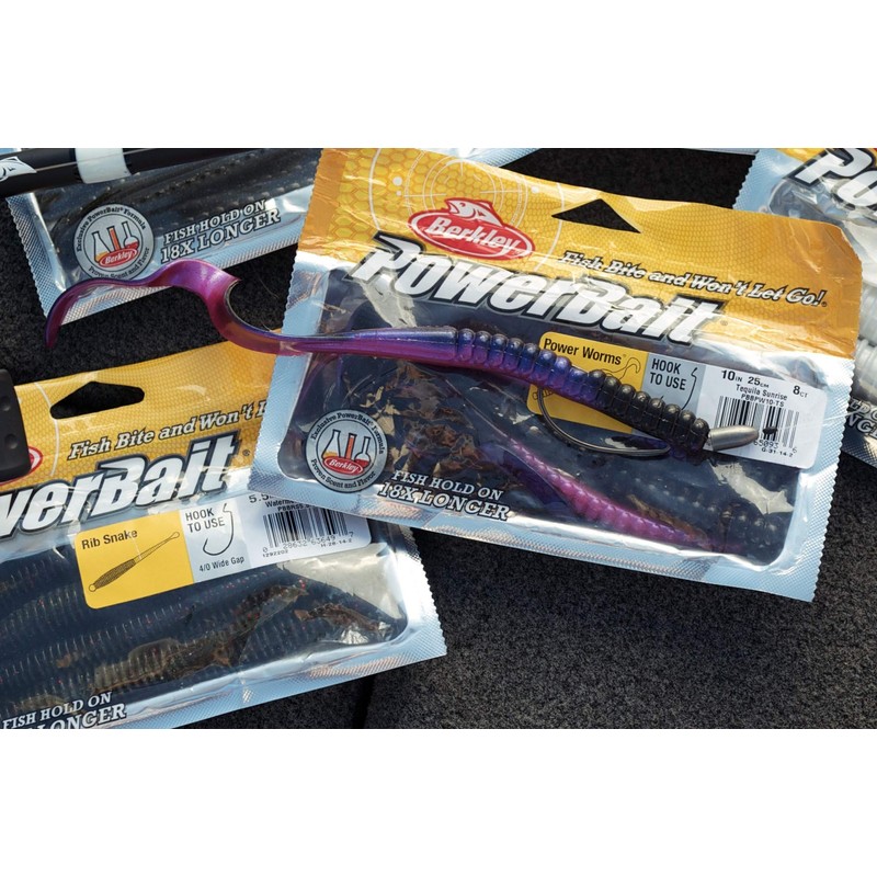 Berkley PowerBait® Power Worm Fishing Bait, Red Shad, 10in |