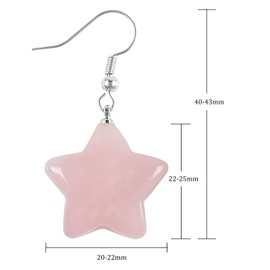 Nupuyai Crystal Star Earrings Hanging for Women Healing Stone Dangle Hook Earrings Drop Earrings Earrings Earrings Gifts, Alloy Steel Rose Quartz Stone Alloy steel, Rose Quartz Stone
