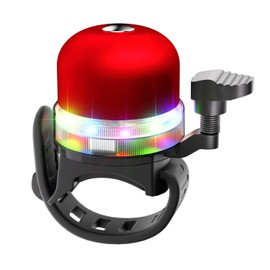 LED Bicycle Bell, 3 Light Modes Bicycle Bell, Crisp Tone, Adjustable Bicycle Bell (Red)