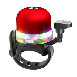 LED Bicycle Bell, 3 Light Modes Bicycle Bell, Crisp Tone, Adjustable Bicycle Bell (Red)