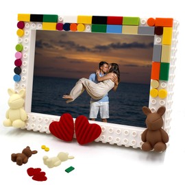 NIETEIN Kid Cute Friendly Picture Frame Craft Fun Building Block Boys Photo Frame Making Kit Desktop and Wall Decorate Child Room Decor Art Birthday Gifts for Girls (Love Moss Code)