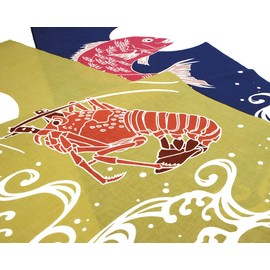 染の安坊 Anbo Tenugui Hand Towel, Jumping Shrimp, 100% Cotton, Made in Japan, 13.8 x 39.4 inches
