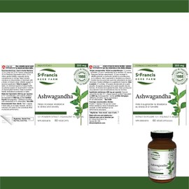 ST FRANCIS HERB FARM Ashwagandha KSM-66 (60 Capsules) Root Extract Adaptogen Routine for Natural Wellness Support, Mood, Sleep, Memory, and Energy (1 Container) Organic, Vegetarian, Made in Canada