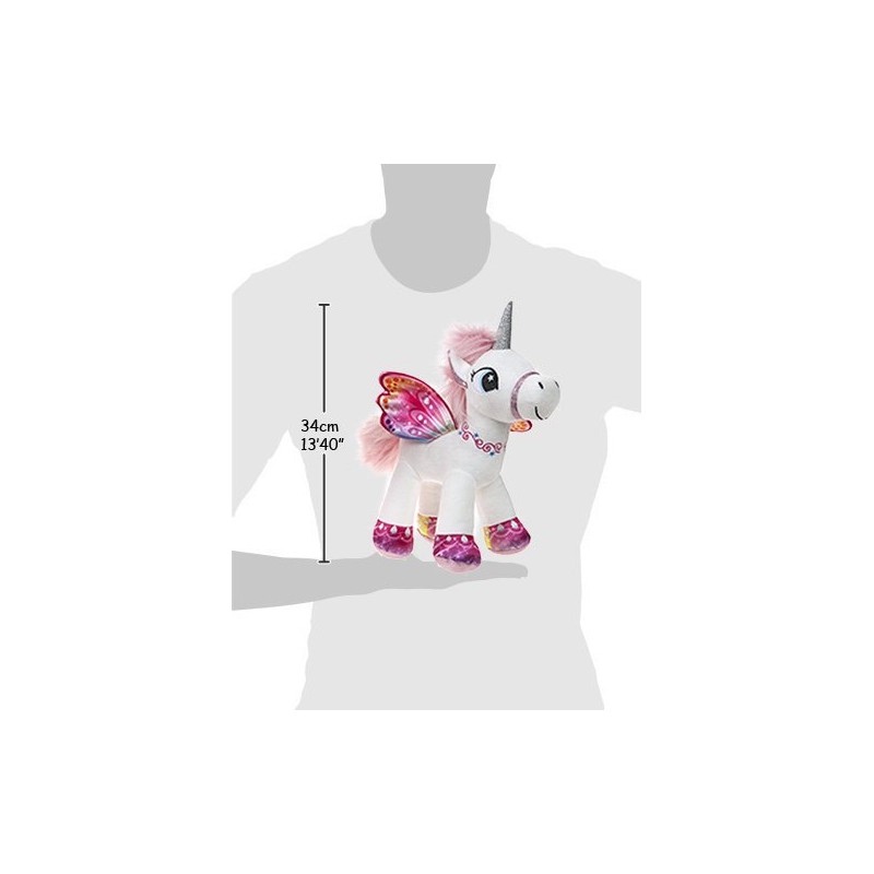 BARRADO Plush Winged Unicorn Standing (White/Pink, 34 cm)