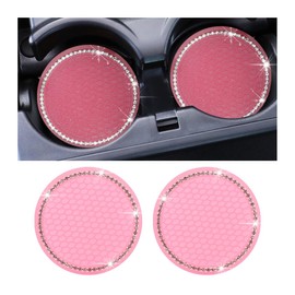 JNNJ Pack of 2 Universal Car Drink Holder Coasters, Car Fluorescent Coaster, Car Cup Holder Coaster, High Temperature Resistance, Accessories (Pink)