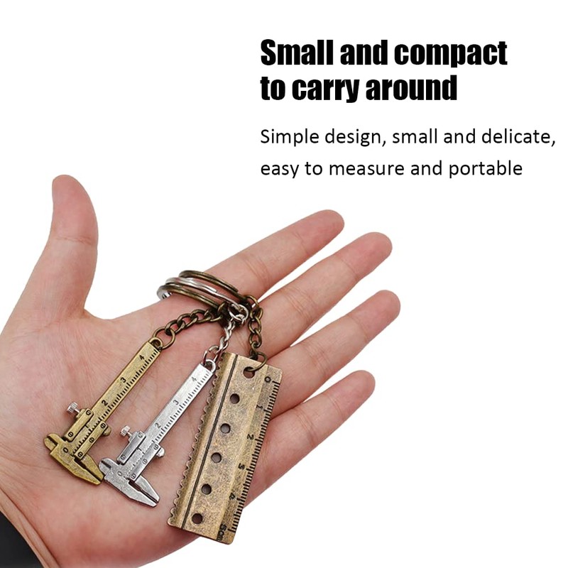 6 Pcs Mini Metal Vernier Caliper Portable Mini Key Chain