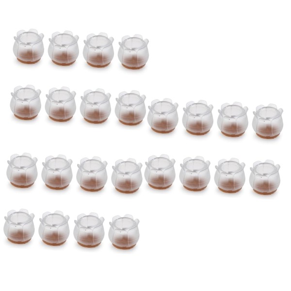 Angoily 24packs Wood Floor Chair Protectors Round Lotus Felt Pads