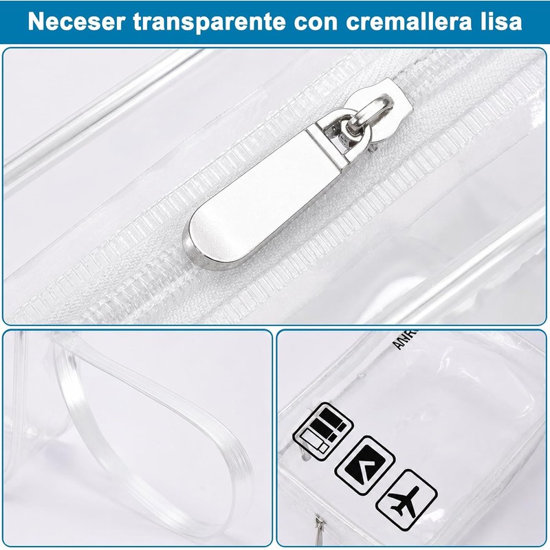 CGBE Set de 3 Neceseres de Viaje Transparentes Impermeables