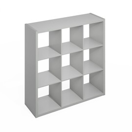 Furinno Simple Open Back Cube Storage Organizer, Standing Shelf, 9-Cube, Light Grey