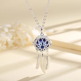 EUDORA Harmony Ball Dream Catcher Lucky Charm Chain, Angel Caller Pendant Necklace, Bola Chime Ball Chain Jewellery Girls Mum Mother Sister 76.2 cm, Silver Copper, No Gemstone