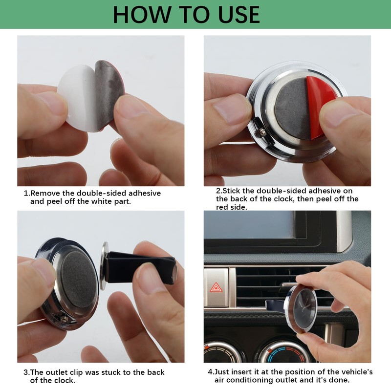 ZJIVQO Car Dashboard Clock, Mini Luminous Car Clocks, Universal Automotive