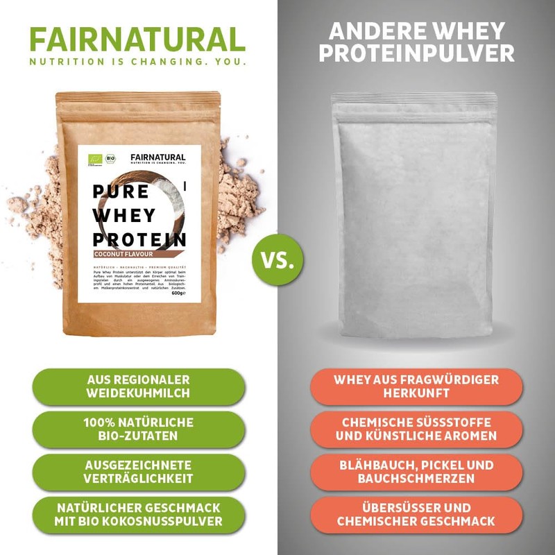 Organic Whey Protein Powder Coconut without Chemicals [Regional from Germany]
