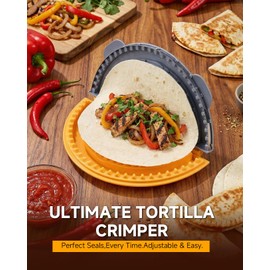 4-in-1 Tortilla Sealer Press, Tortilla Crimper Maker for 4”, 6”, 8”, 10” Wraps, Detachable Shark Tooth Design, BPA-Free, Dishwasher Safe, Suitable for Making Sealed Quesadilla, Taco, Burrito, Dumpling