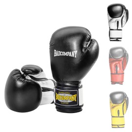 Bad Company White Tiger Boxing Gloves Made of Faux Leather with Ventilation System and Wide Boxing Bandage with Velcro Fastener in Various Colour Combinations for Boxing Training, Sparring and
