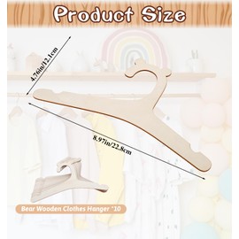 12Pcs Baby Hangers, Wooden Non-Slip Nursery Hangers with Cute Bear Ears, Baby Toddler Clothes & Pants Organizers for Closet Organization