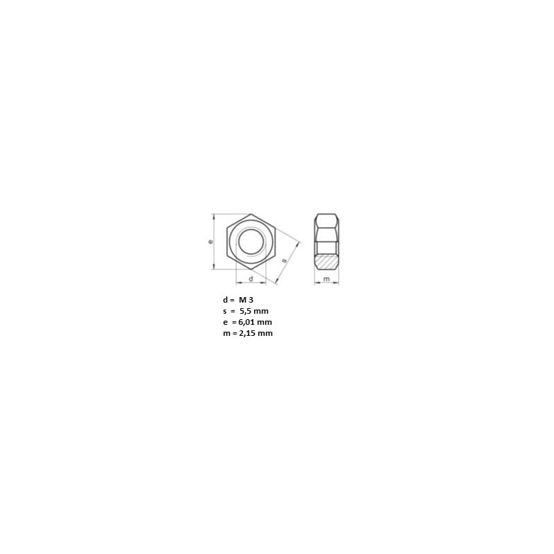 Pack of 100 M3 Hexagon Nuts DIN 934 - A2