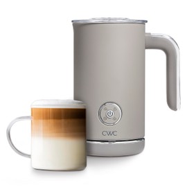 COOK WITH COLOR 4-in-1 Electric Milk Steamer and Frother - 2-Minute Heating and Frothing, Hot and Cold Foam Maker for Coffee, Latte, Cappuccino, Macchiato, Milk Warmer, Auto Shut Off, Sand