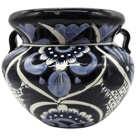 Talavera Pottery Store Michoacana Planter Small Hand Painted Pot Indoor Outdoor Multi Colored Glazed Blue and White