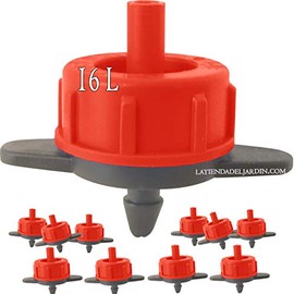 Suinga. 100 x Dripper Self-Compensant 16 Litres per Hour, Dripper for Agriculture and Gardening, Removable Dripper Suitable for Micro Pipe, Working Pressure 0.5 to 3.5 Bar