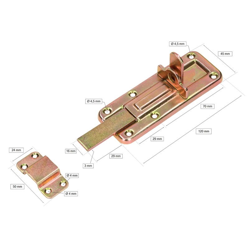 KOTARBAU® Lock Bolt 120 mm with Strike Plate for Doors