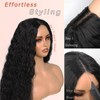 YKHJH 26 Inch Black Synthetic Lace Front Wig,Deep Water Wave