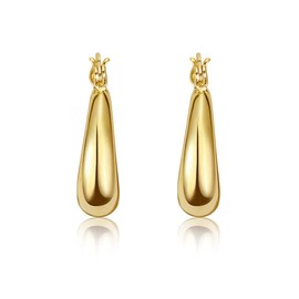 BSD Treasure 18K Chunky Gold Hoop Earrings for Women - 18K Gold Plated Brass - Thick Hoop Design - Hypoallergenic for Sensitive Skin - Easy Latch-Back Clasp - Perfect Jewelry Gifts for Women