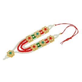 Set of 2 Mala Moti Beads Mala Set for Laxmi Ganesh Devi Maa Radha Krishna Puja Goddess Haar Sringar Set Deities Jewellery for Traditional Festival God Idol Statue(Size:-3")(Multicolor)