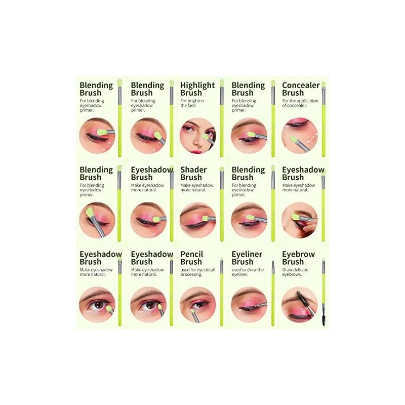 Docolor Juego De Brochas Para Sombra De Ojos, 15 Piezas,