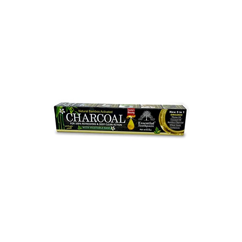 Essential Blessing Natural Bamboo Activated Charcoal Toothpaste (3 pk), Natural