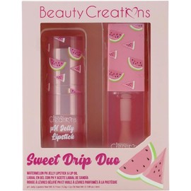 Beauty Creations - Sweet Drip Duo Watermelon - Set de Bálsamo pH Jelly Lipstick y Aceite de Labios, Aroma a Sandía, Aceite con Jojoba, Acabado Luminoso y Empaque Adorable