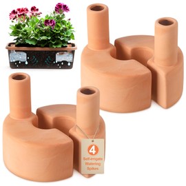 Blushtier 4 Pcs Terracotta Watering Spikes Self Watering Planter Water Storage Tank Terracotta Plant Watering Devices Terracotta Watering System, Reddish Brown