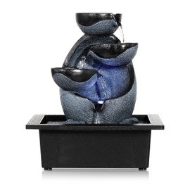 WICHEMI Tabletop Fountain Water Fountains Indoor Waterfall Fountain with LED Light Water Feature Indoor Zen Meditation Desktop Fountains for Home and Office Indoor Spaces Decor