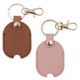 panthra 2-Pack Car Key Cover, Broken Car Key Loop Replacement, Vintage Keys Fod Protector, Leather Keys Cover, for Men and Women (Pink/Brown)