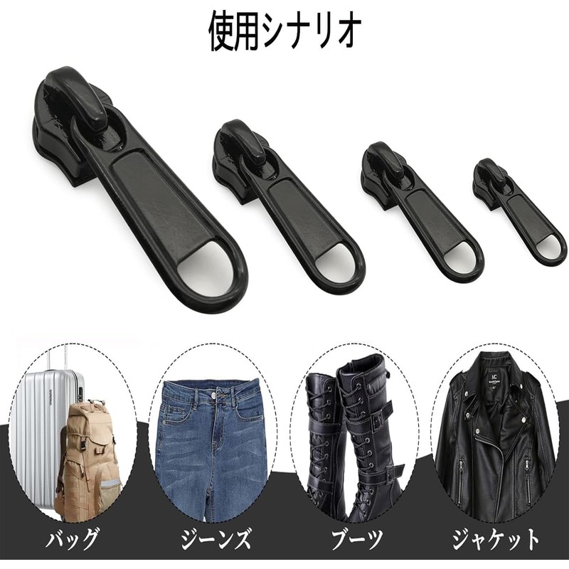 HUIKKJP Zipper Pulls Set of 8 4 Sizes Replacement Zipper