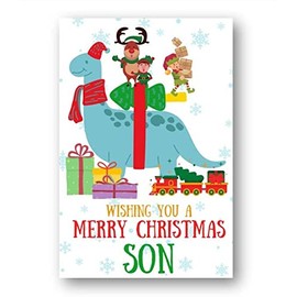 Second Ave Son Dinosaur Children's Kids Christmas Xmas Holiday Festive Greetings Card