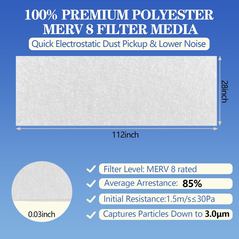 Demiwise MERV 8 Air Filter Material -23 Ft² Cut to