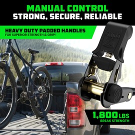 Rhino USA Ratchet Straps Tie Downs (4-Pack) - 1 Inch x 15 Feet (1,823lb Break Strength) - Ultimate Tie Down Straps with Safety S Hooks - for Trucks, Cargo, Moving, Appliances - Black