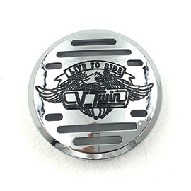 NBX- Chrome Horn Cover with Black Logo for Compatible with 1998-2013 Yamaha V-Star 650 / Classic/Custom for 1999-2009 Yamaha V-Star 1100 / Classic/Custom/Silverado for 1995-2006 Kawasaki Vulcan 801