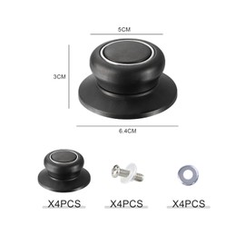 TYGFRT 4 Pieces Pot Lid Knob, Pot Lid Handle, Lid Replacement Parts, Pot Lid Handle, Universal Pot Handle Protection Accessories, Universal Lid Button, Pot Lid Handle Replacement Parts