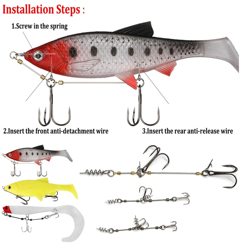 Pack of 2 stinger hooks with leader system, screw in