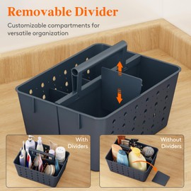 Lifewit Portable Shower Caddy with Handle, 2 Pcs Plastic Shower Caddy Dorm with Holes, Clean Organizer Basket for Bathroom, College, Dorm Room Essentials, Slate Blue