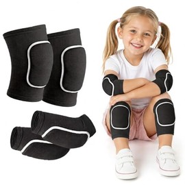 2 Pares de Rodilleras y Coderas Deportivas para Niños y Niñas, Protectores con Acolchado Engrosado, Elásticas, Antideslizantes y Transpirables, para B