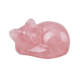 Tiardey Rose Quartz Cat Ornament, Crystal Cat Sleeping Cat Statue, Gifts with Cat Theme for Home Desk Decoration, Crystal Gift, Suitable for Women and Men, 1 Piece