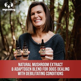 MycoDog Vitality - Mushroom Extract & Adaptogen Tincture - Liver Support for Dogs with Shiitake Mushrooms,Turkey Tail, Chaga, Maitake & Reishi for Canines with Debilitating Conditions