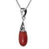 AeraVida Filigree Swirl Teardrop Reconstructed Red Coral Inlay .925 Sterling