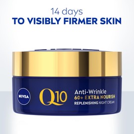 NIVEA Q10 Anti-Wrinkle 60+ Extra Nourishing Night Cream (50ml), Nourishing Night Cream Reduces Deeps Wrinkles, Intensely Hydrating and Restoring Overnight Anti-Wrinkle Moisturiser