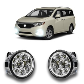 qobsos LED Fog Light For Nissan Quest 2011-2017 Pair Bumper Fog Light Driving Lamp Replacement Fog Light Assemblies,55W 6000k White,Plug and Play,Pack of 2