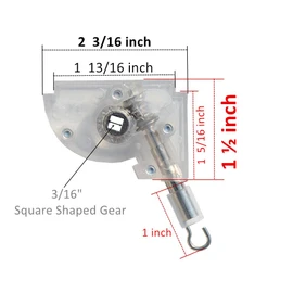 2pcs 2" Low Profile Wand Tilter Mechanism with Square Zinc Gear 3/16" (5mm) Hook Connection for Low Rail Horizontal Wood and Faux Wood Blinds headrail