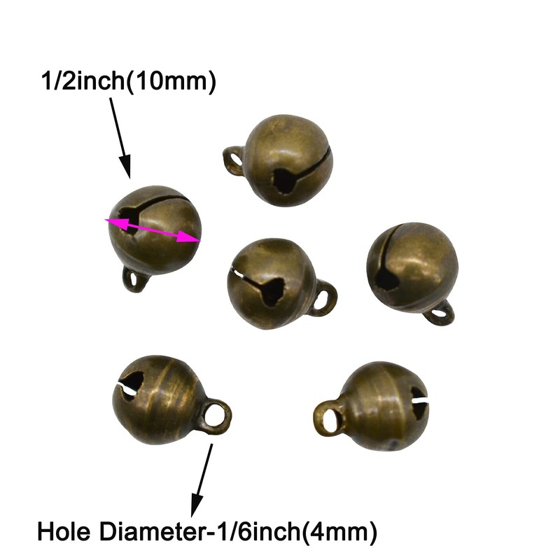 Maydahui 100 PCS Small Jingle Bell 1/2 inches Vintage Bronze